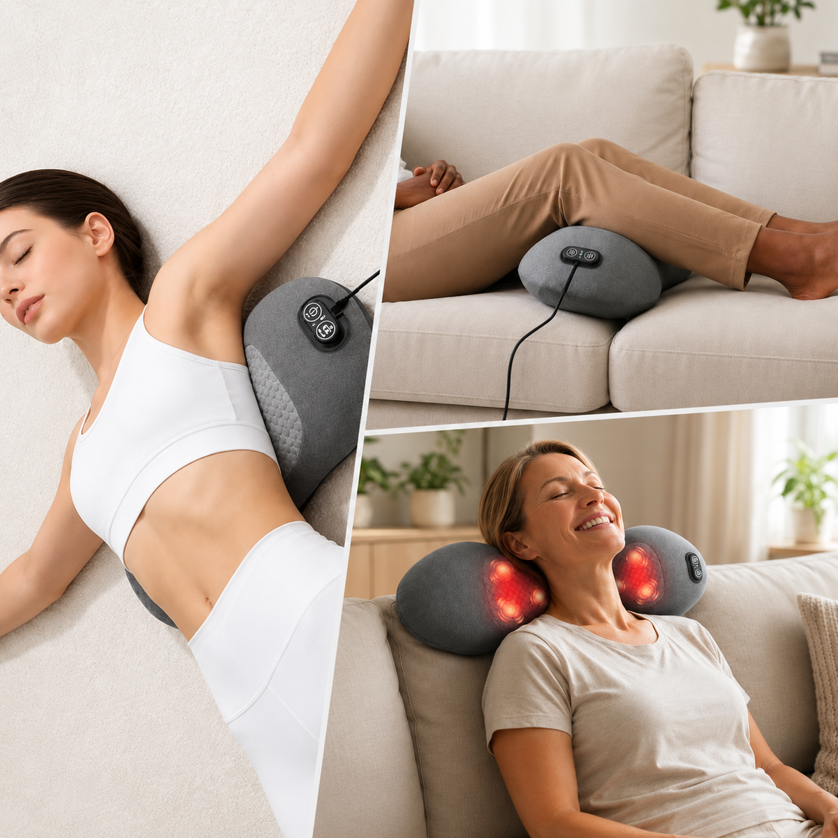 3-in-1- Rückenmassagegerät für Rückenschmerzen, Bandscheibe & Ischids
