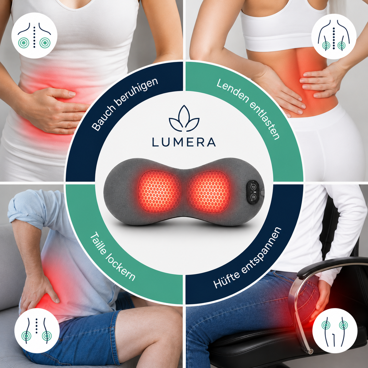 3-in-1- Rückenmassagegerät für Rückenschmerzen, Bandscheibe & Ischids